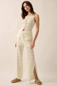 Inner Peace Crochet Knit Buttoned Cami Top - ShopPromesa