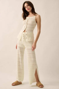 Inner Peace Crochet Knit Buttoned Cami Top - ShopPromesa