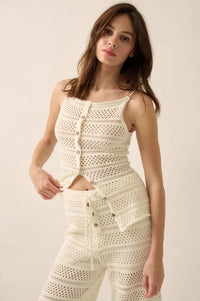 Inner Peace Crochet Knit Buttoned Cami Top - ShopPromesa