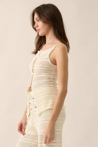 Inner Peace Crochet Knit Buttoned Cami Top - ShopPromesa