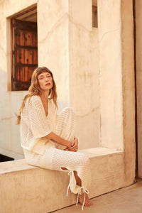 Coastal Breeze Crochet Knit Tie-Front Shirt - ShopPromesa