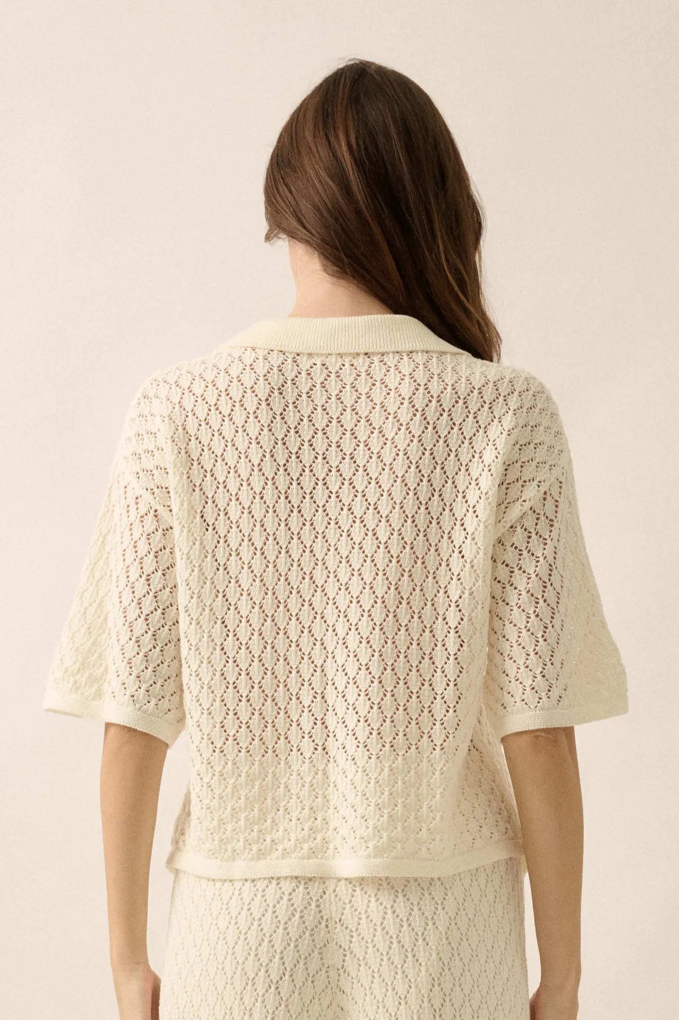 Coastal Breeze Crochet Knit Tie-Front Shirt - ShopPromesa