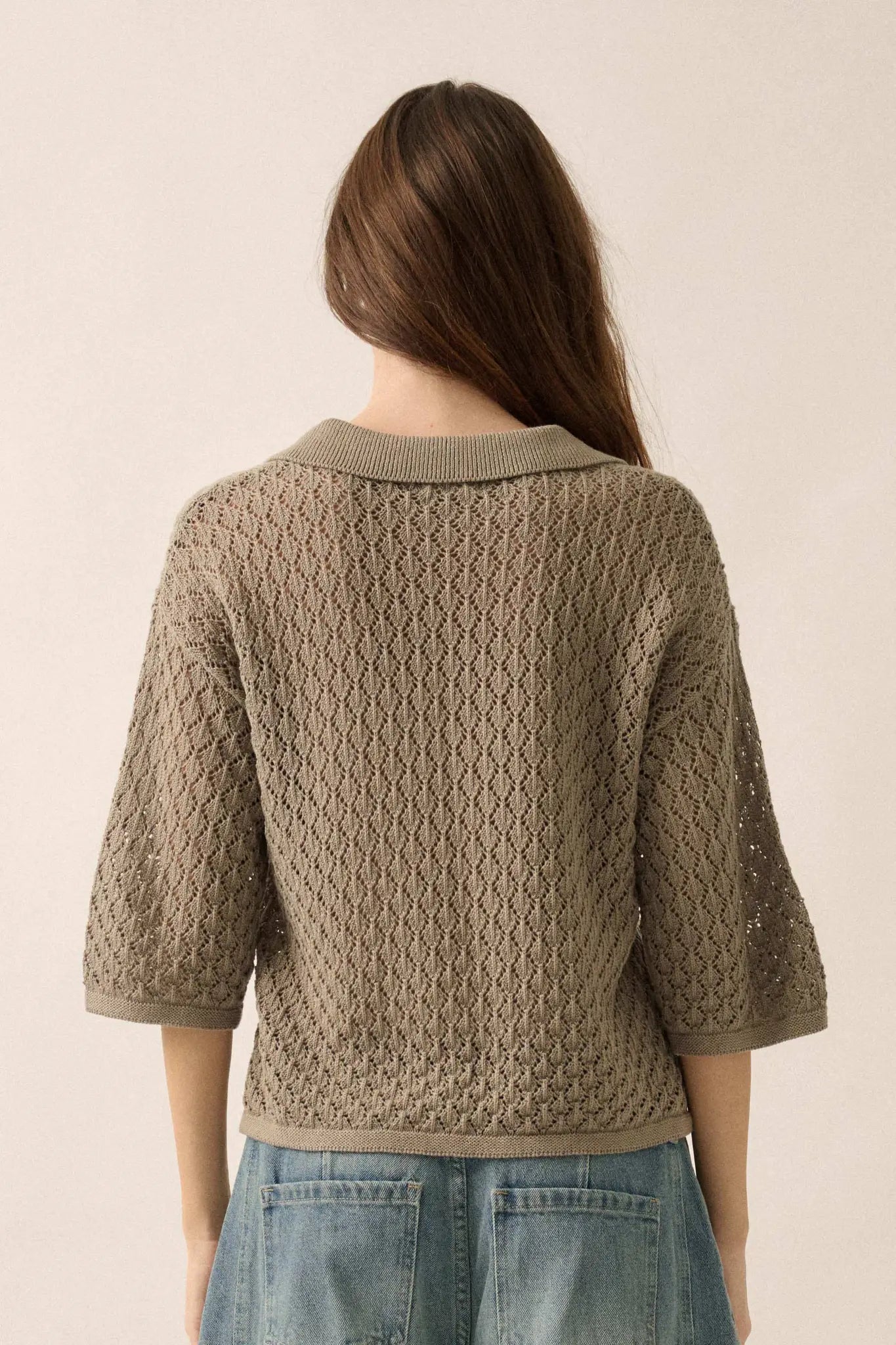 Coastal Breeze Crochet Knit Tie-Front Shirt - ShopPromesa