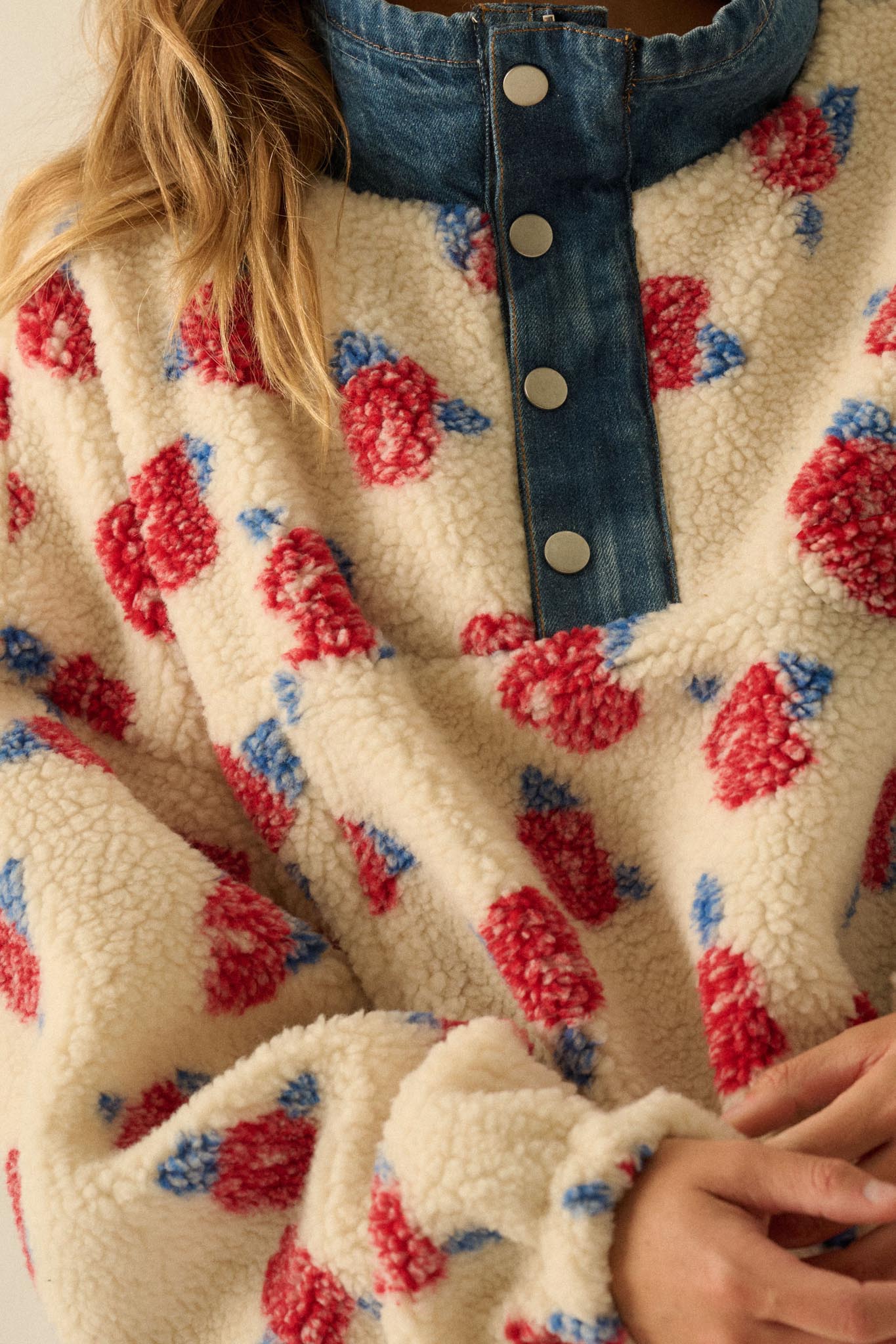 Winter Roses Floral Fleece Half-Zip Pullover - ShopPromesa