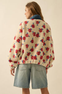 Winter Roses Floral Fleece Half-Zip Pullover - ShopPromesa