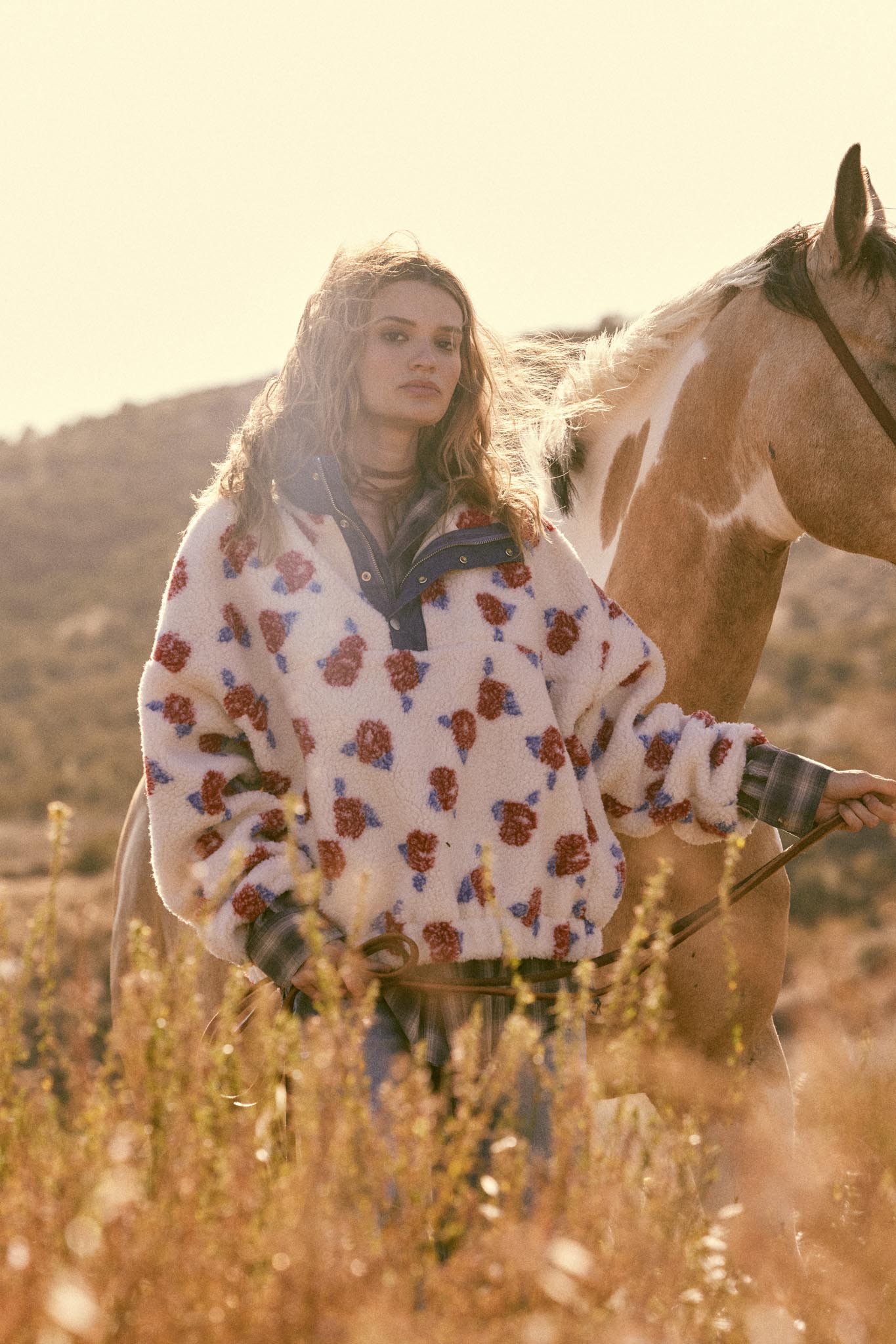 Winter Roses Floral Fleece Half-Zip Pullover - ShopPromesa