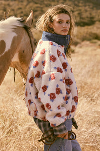 Winter Roses Floral Fleece Half-Zip Pullover - ShopPromesa