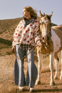 Winter Roses Floral Fleece Half-Zip Pullover - ShopPromesa