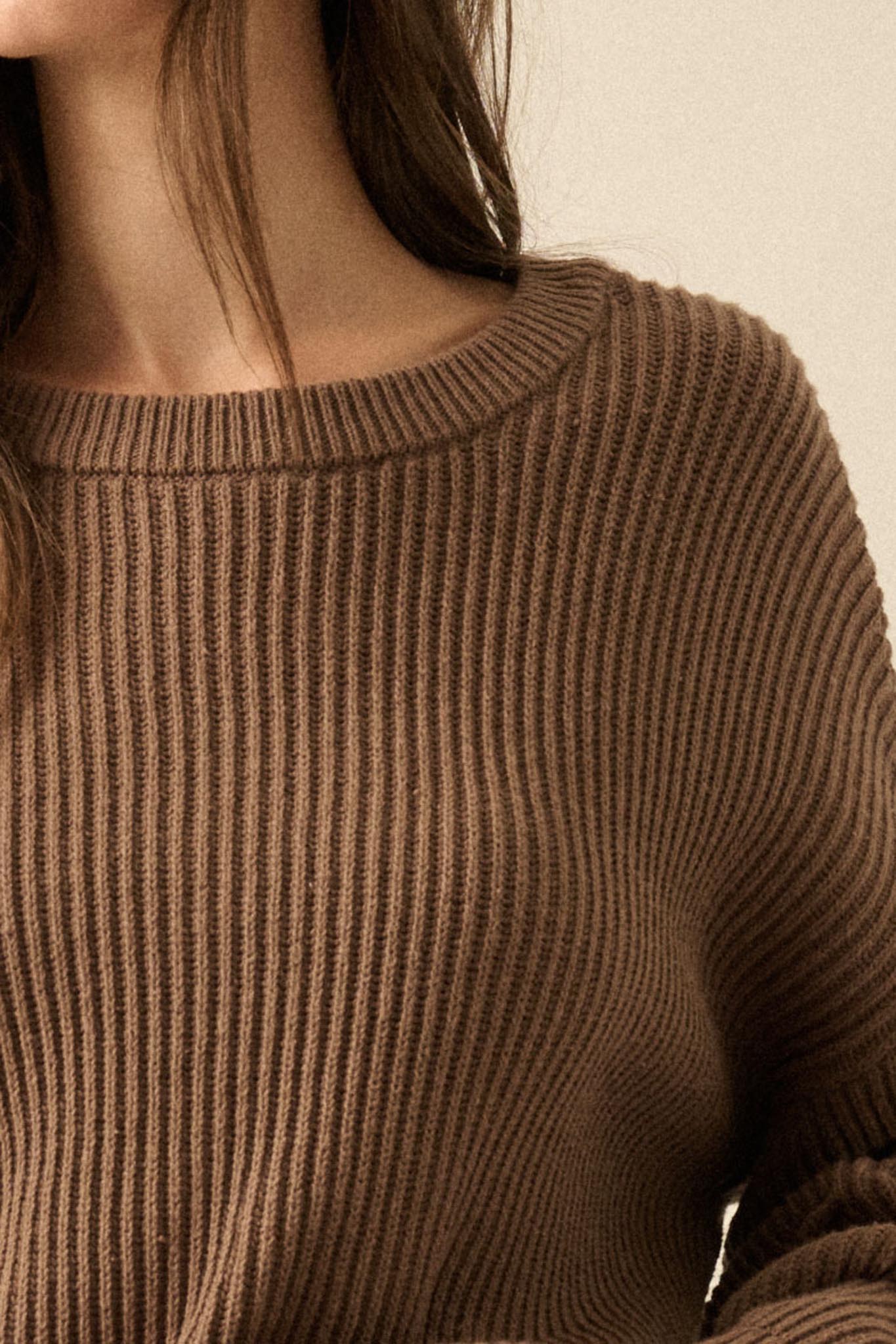 Peaceful Mood Ribbed Knit Exposed-Seam Sweater - ShopPromesa