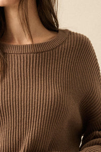 Peaceful Mood Ribbed Knit Exposed-Seam Sweater - ShopPromesa