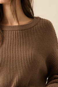 Peaceful Mood Ribbed Knit Exposed-Seam Sweater - ShopPromesa