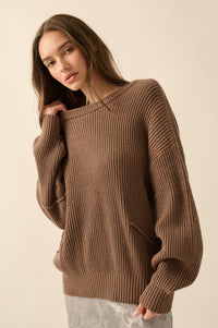 Peaceful Mood Ribbed Knit Exposed-Seam Sweater - ShopPromesa