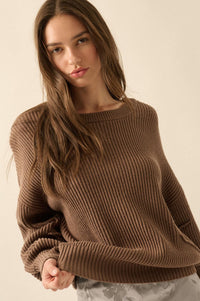 Peaceful Mood Ribbed Knit Exposed-Seam Sweater - ShopPromesa