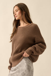 Peaceful Mood Ribbed Knit Exposed-Seam Sweater - ShopPromesa