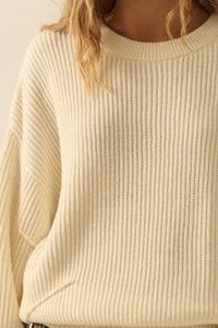 Peaceful Mood Ribbed Knit Exposed-Seam Sweater - ShopPromesa