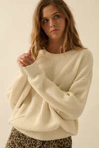Peaceful Mood Ribbed Knit Exposed-Seam Sweater - ShopPromesa