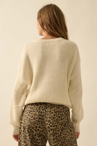 Peaceful Mood Ribbed Knit Exposed-Seam Sweater - ShopPromesa
