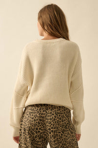 Peaceful Mood Ribbed Knit Exposed-Seam Sweater - ShopPromesa