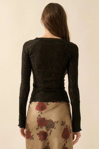 Casual Grace Floral Lace Raglan Henley Top - ShopPromesa