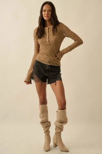 Casual Grace Floral Lace Raglan Henley Top - ShopPromesa