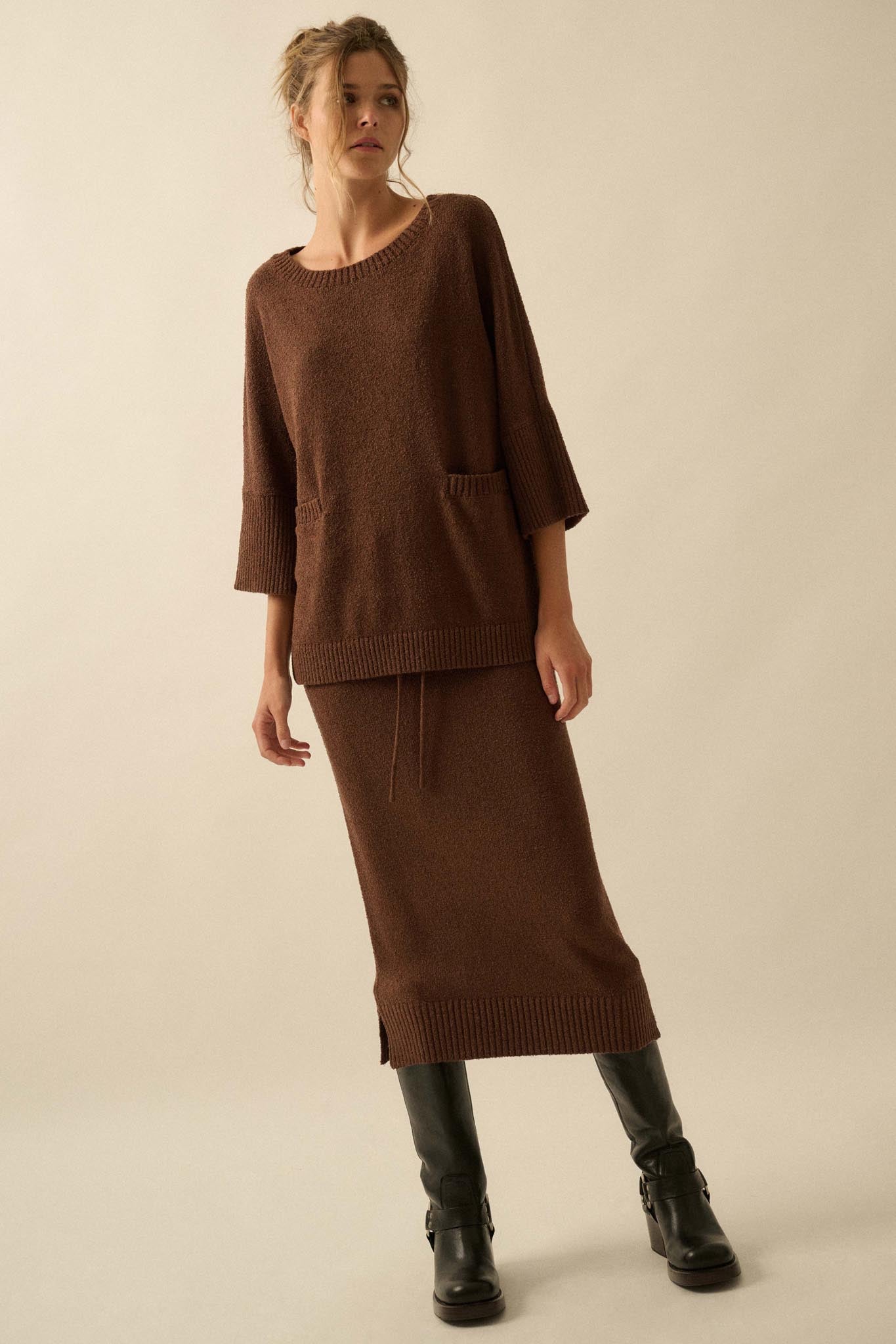 Promise the Label Textured Knit Tunic Sweater - ShopPromesa
