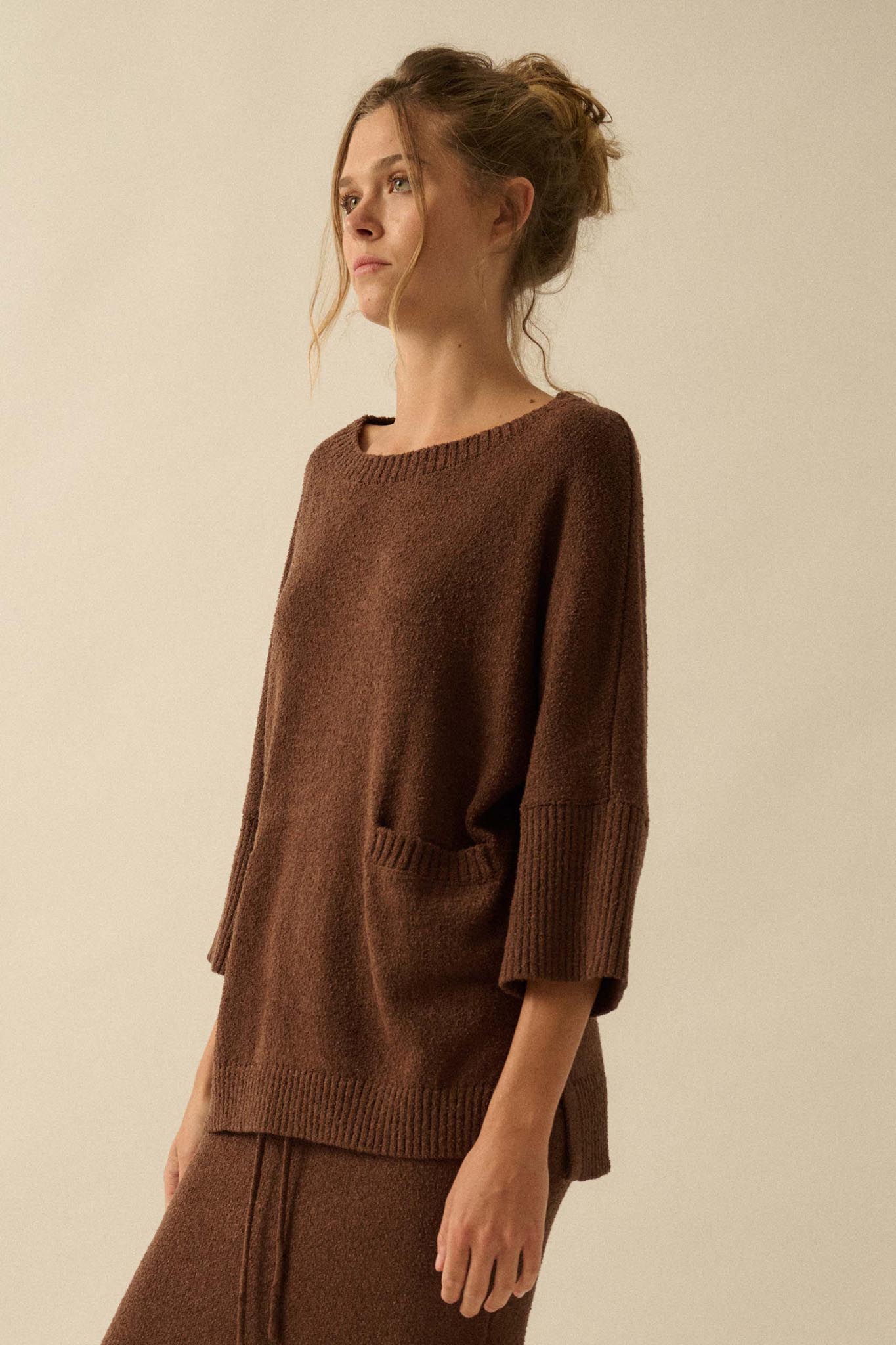 Promise the Label Textured Knit Tunic Sweater - ShopPromesa