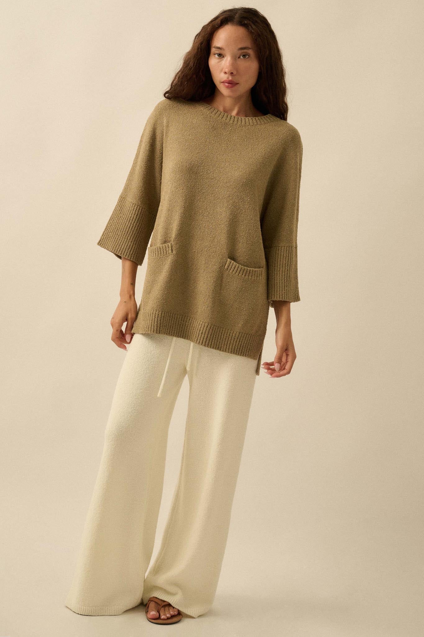 Promise the Label Textured Knit Tunic Sweater - ShopPromesa