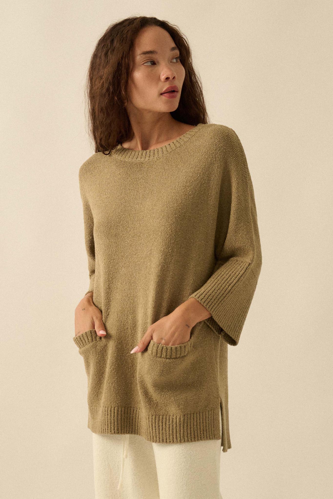 Promise the Label Textured Knit Tunic Sweater - ShopPromesa
