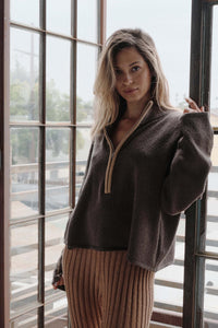 Promise the Label Textured Knit Half-Zip Sweater - ShopPromesa