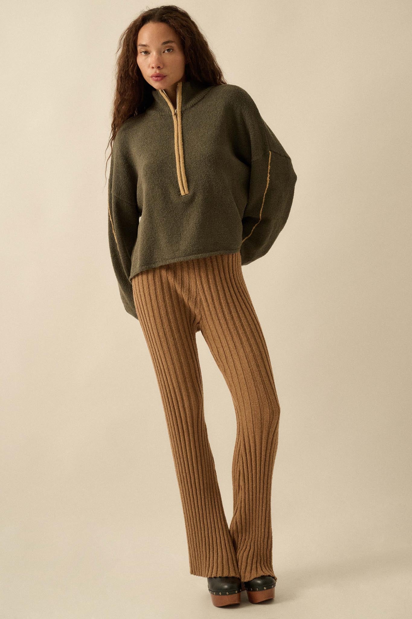 Promise the Label Textured Knit Half-Zip Sweater - ShopPromesa