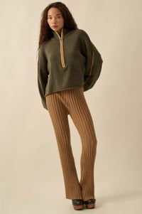 Promise the Label Textured Knit Half-Zip Sweater - ShopPromesa