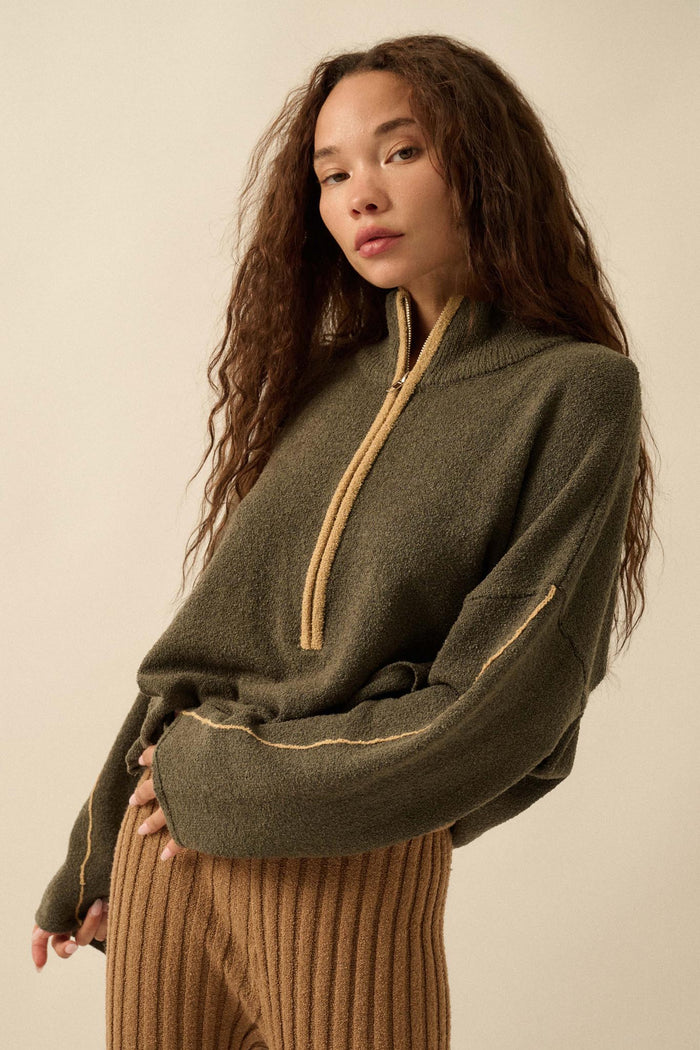 Promise the Label Textured Knit Half-Zip Sweater - ShopPromesa