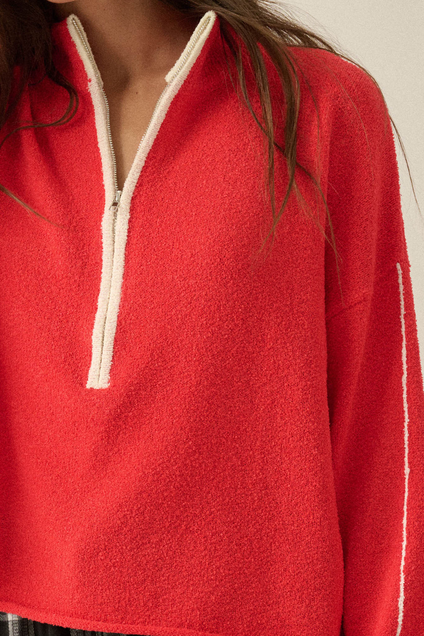 Promise the Label Textured Knit Half-Zip Sweater