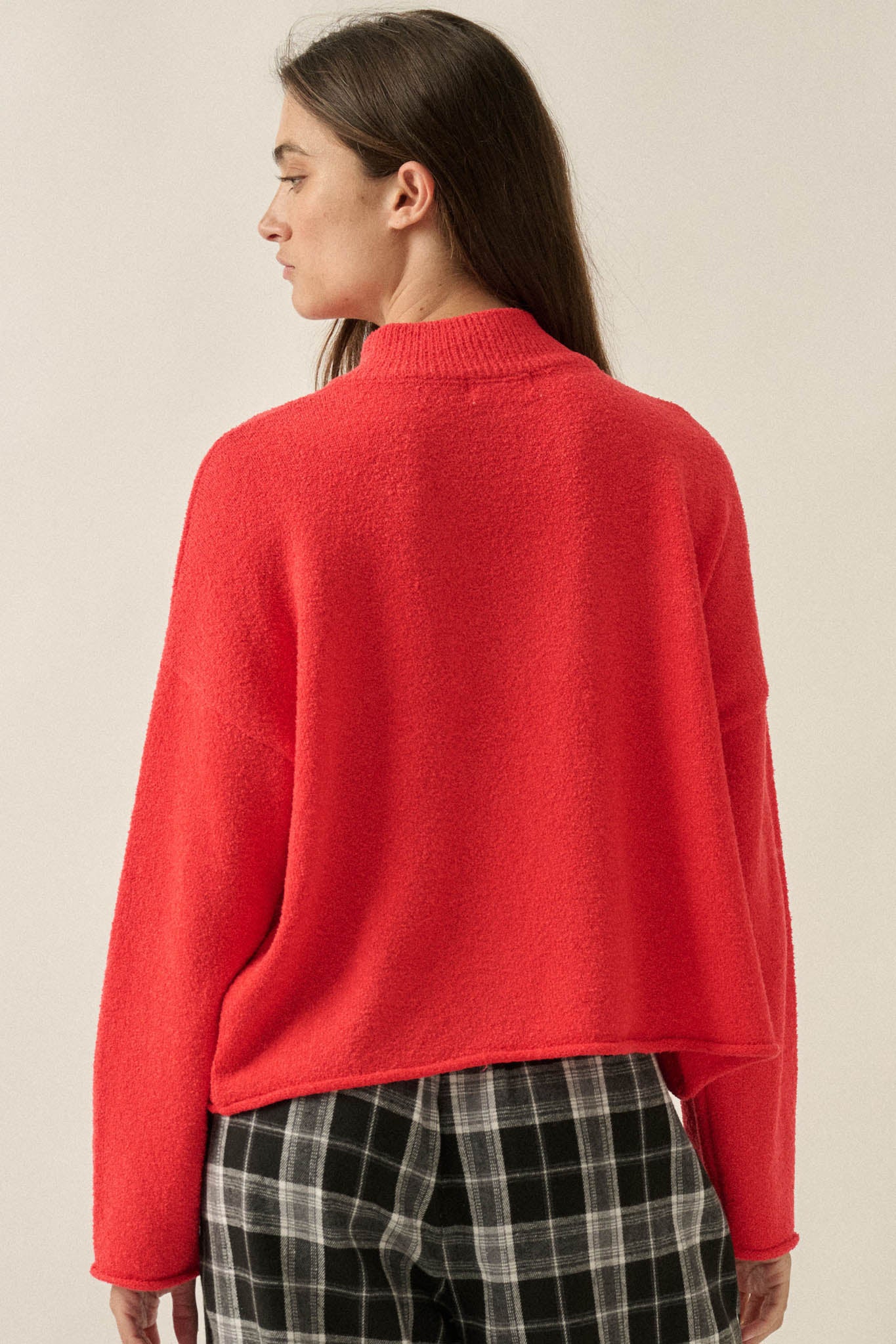 Promise the Label Textured Knit Half-Zip Sweater