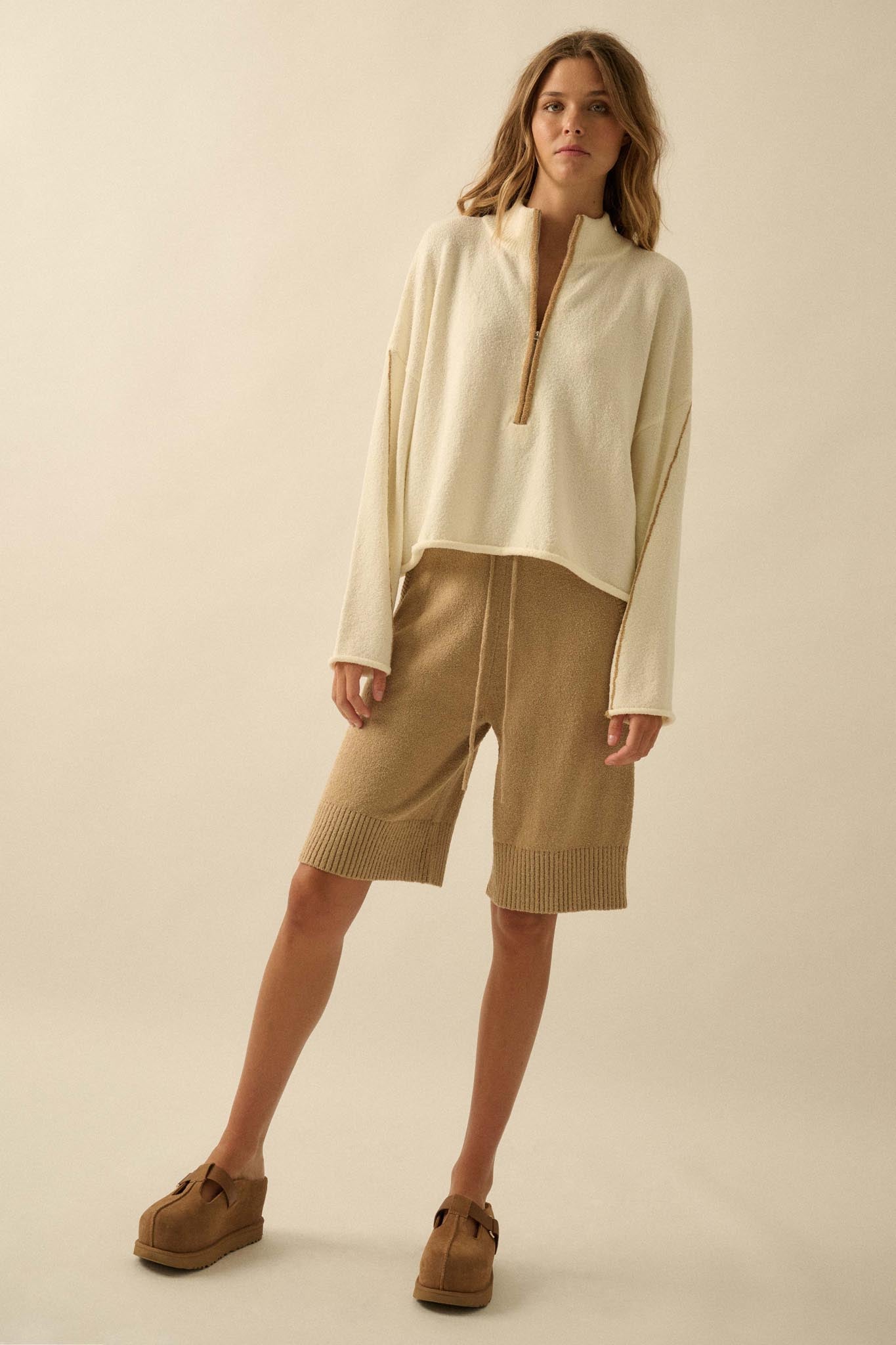 Promise the Label Textured Knit Half-Zip Sweater - ShopPromesa