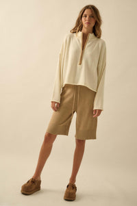 Promise the Label Textured Knit Half-Zip Sweater - ShopPromesa