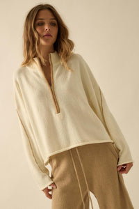 Promise the Label Textured Knit Half-Zip Sweater - ShopPromesa