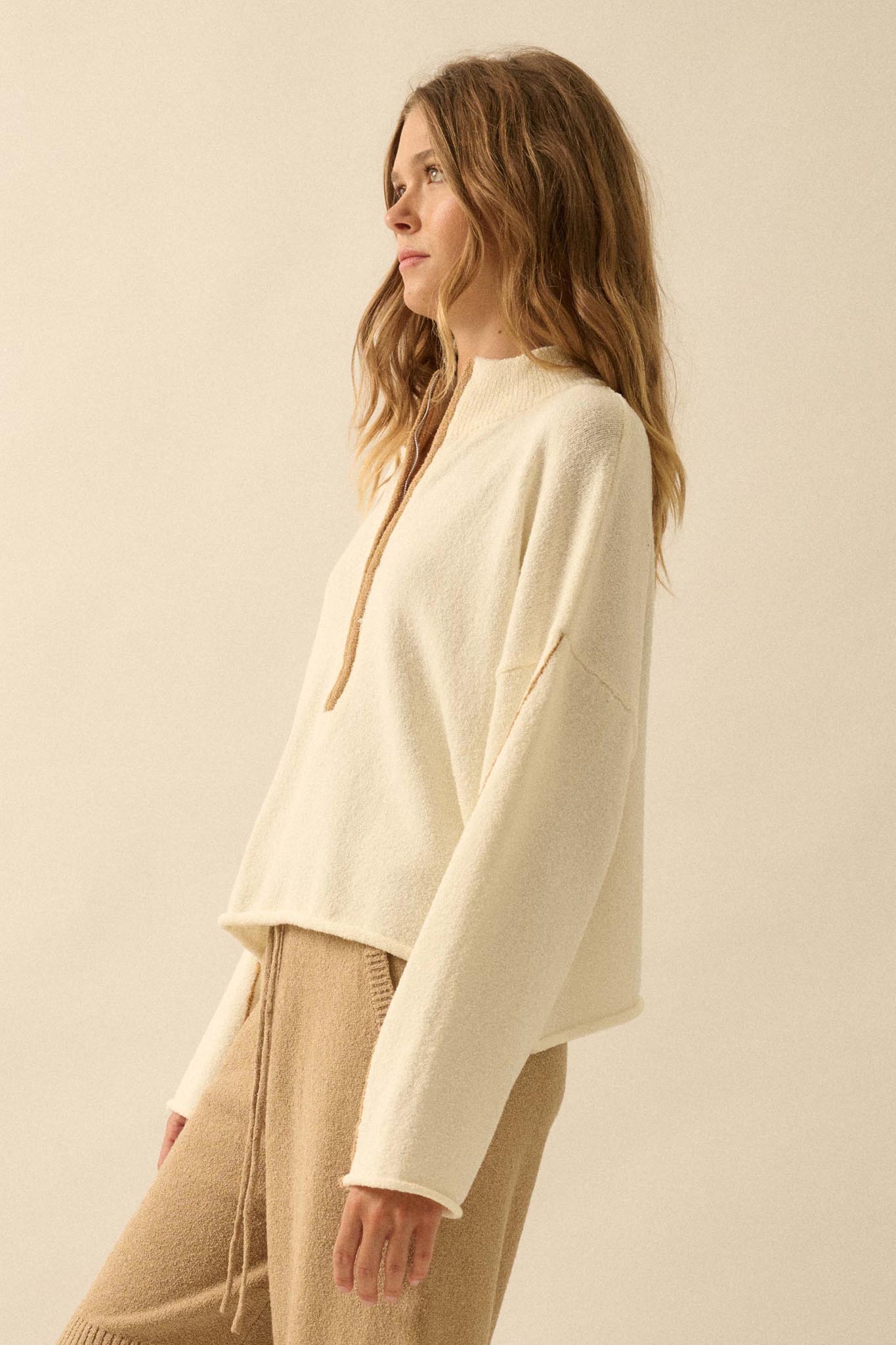Promise the Label Textured Knit Half-Zip Sweater - ShopPromesa