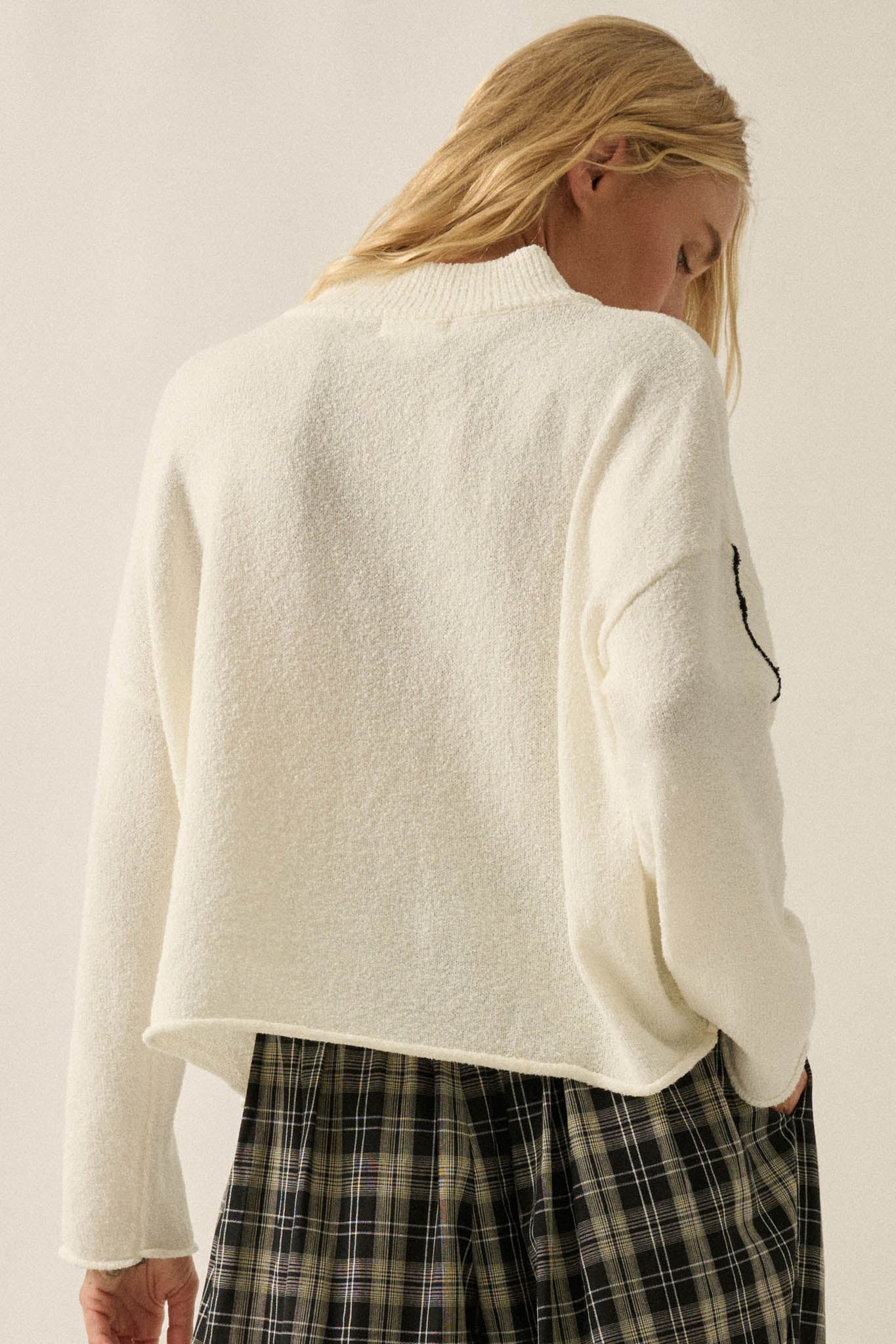 Promise the Label Textured Knit Half-Zip Sweater