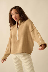 Promise the Label Textured Knit Half-Zip Sweater - ShopPromesa