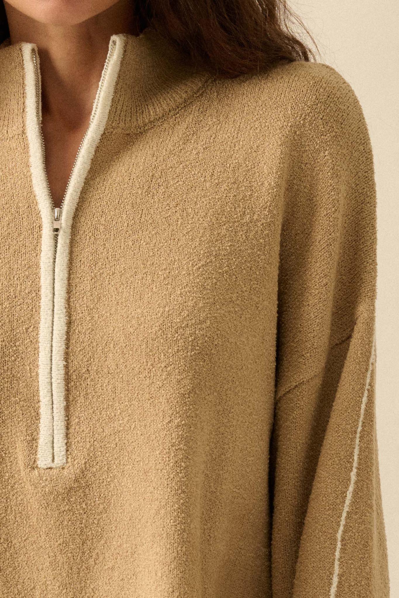 Promise the Label Textured Knit Half-Zip Sweater - ShopPromesa