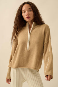 Promise the Label Textured Knit Half-Zip Sweater - ShopPromesa