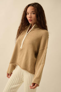 Promise the Label Textured Knit Half-Zip Sweater - ShopPromesa
