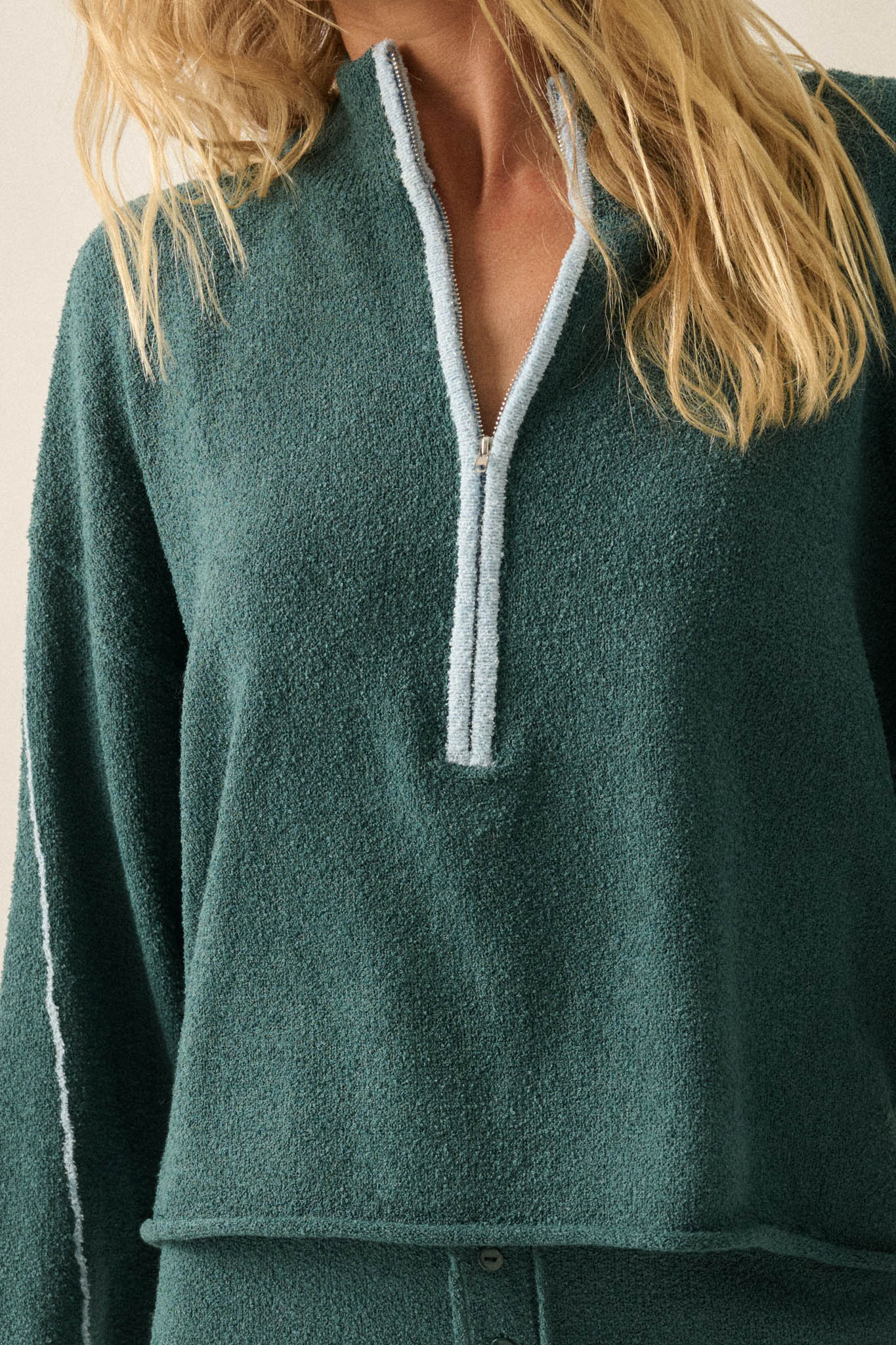 Promise the Label Textured Knit Half-Zip Sweater