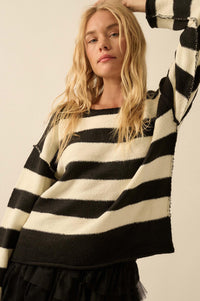 Promise the Label Striped Rolled-Edge Sweater - ShopPromesa