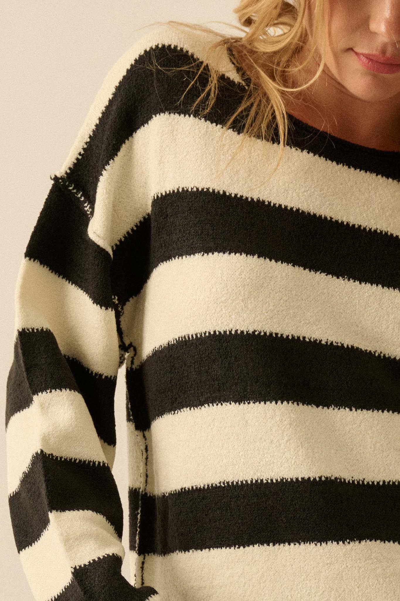 Promise the Label Striped Rolled-Edge Sweater - ShopPromesa