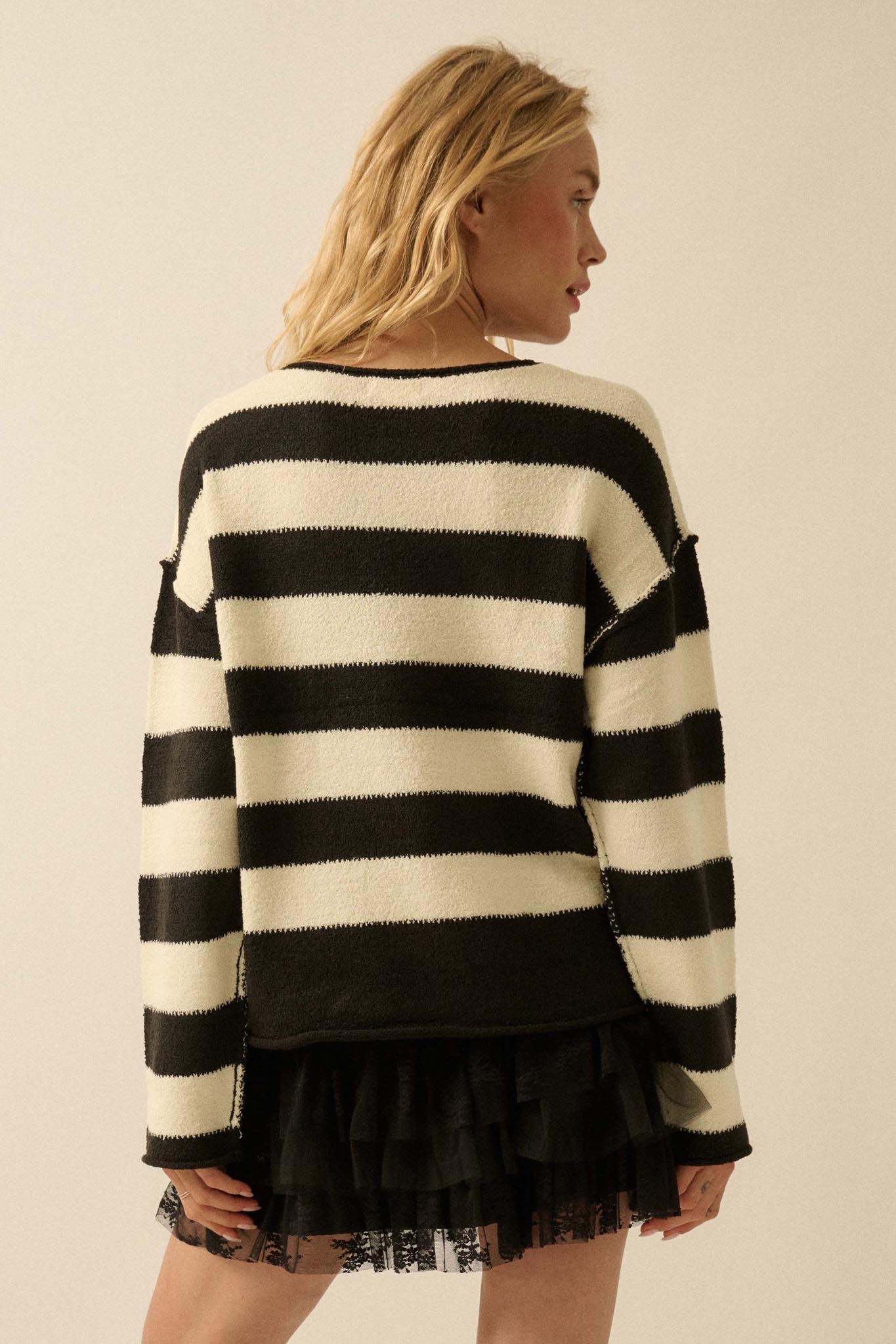 Promise the Label Striped Rolled-Edge Sweater - ShopPromesa