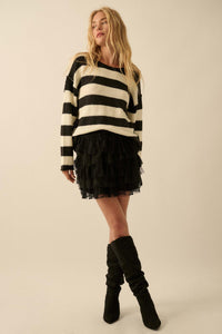 Promise the Label Striped Rolled-Edge Sweater - ShopPromesa