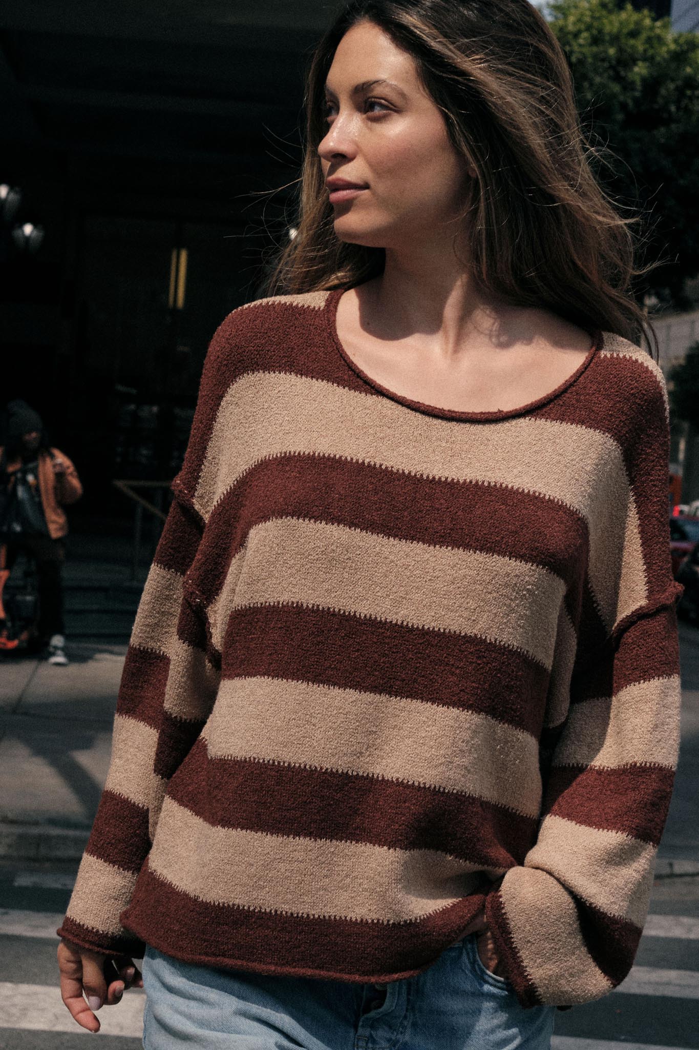 Promise the Label Striped Rolled-Edge Sweater - ShopPromesa