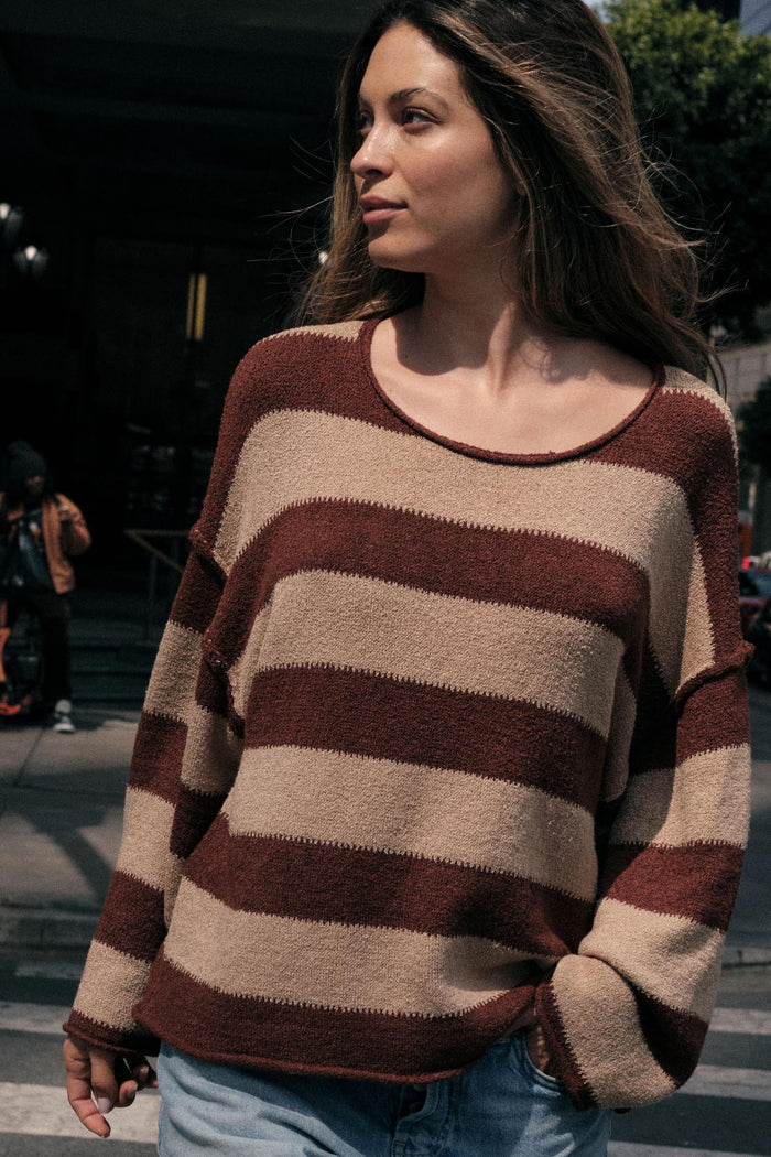 Promise the Label Striped Rolled-Edge Sweater - ShopPromesa